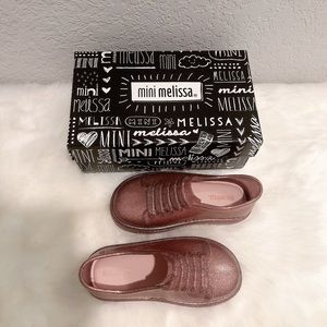 Like NEW Mini Melissa Rose Gold Glitter Jelly Sneakers